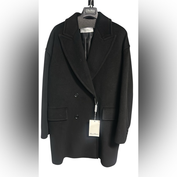 MaxMara Jackets & Blazers - MaxMara Women's Black Wool Coat Meana